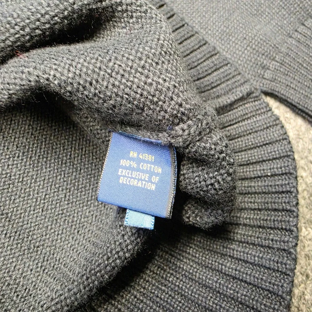 Polo Ralph Lauren 1/4 Zip Sweater Black Mens Large Cotton Pony Knit Pullover NEW